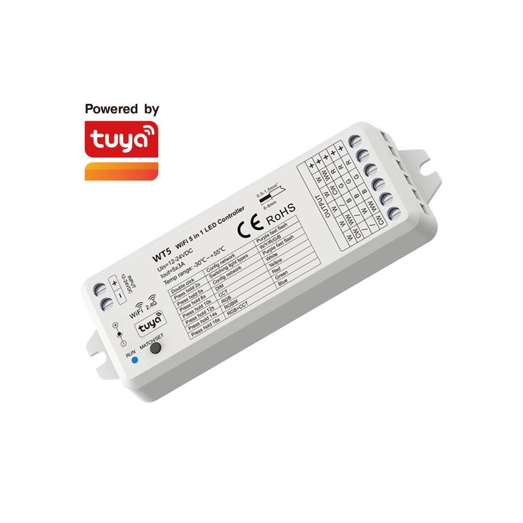 WiFi LED prijímač WT5 5v1 Tuya, RF 2,4 GHz | iconic-led.sk