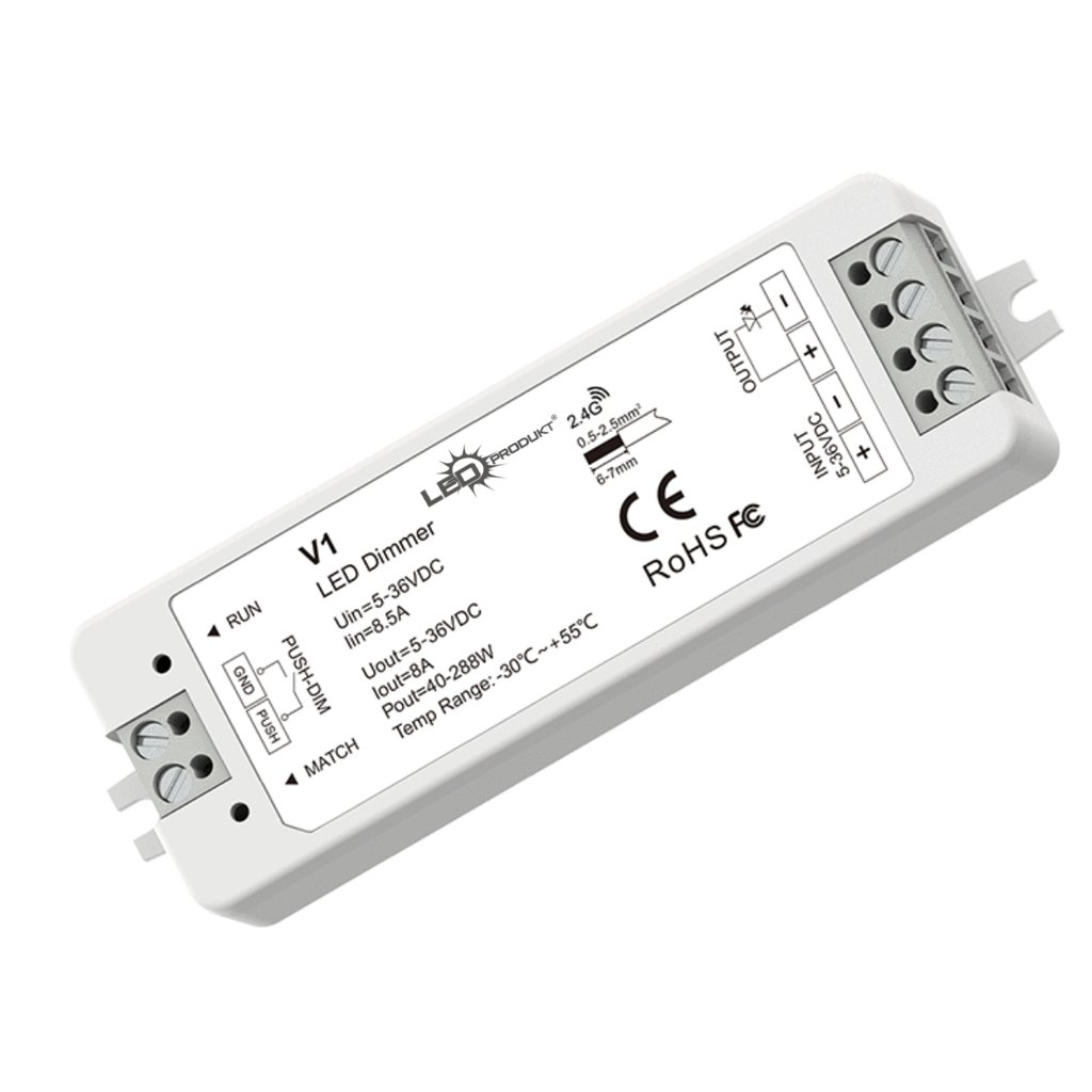 LED prijímač V1 RF 2,4GHz 8A pre LED pásy | iconic-led.sk