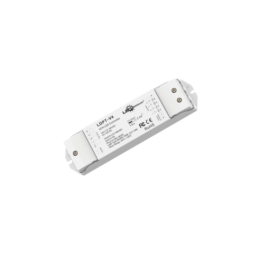 LED RGB/ RGB-W/ DUAL-WHITE prijímač V4 RF 2,4GHz 20A - iconic-led.sk